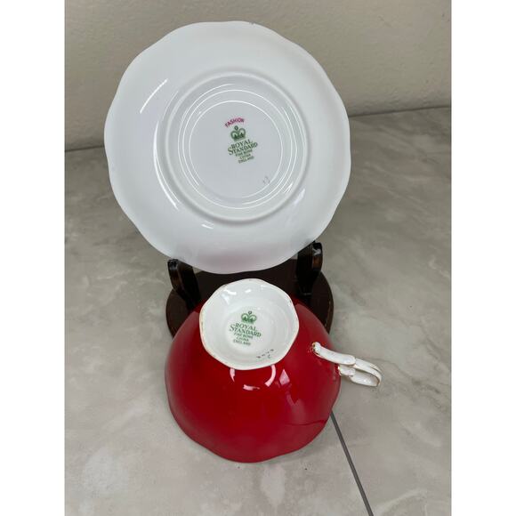 Royal Standard Fashion Tea cup and Saucer Red Pink Floral - Picture 9 of 16